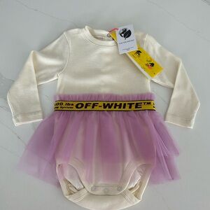 Off-White - Logo Band Tulle Body Dress Off White Pink